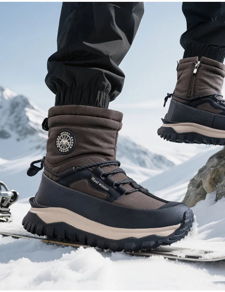 -30c Winter Waterproof Non-slip Cotton  Thick-soled Cold-proof High-top Men's Mountaineering Outdoor Thickened Warm Snow Boots