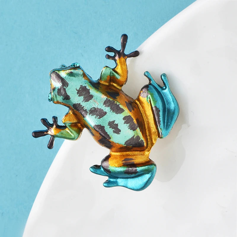 PENDRA Meadow Enamel Frog Brooch