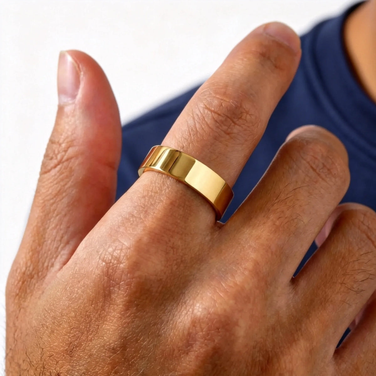 PENDRA Bend Flat Wedding Steel Ring