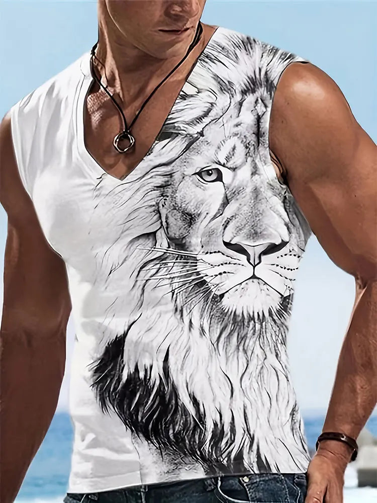 Summer Everyday Street Men's Fashion Tank Top Outdoor Casual Men's Sleeveless T-shirt 3D Skull Print Men's V-neck Tank Top