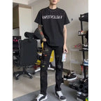 PENDRA Embroidery Elastic Ripped Pants