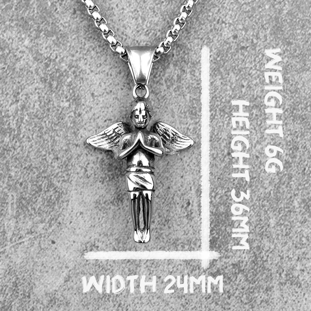Angel Prayer Child Stainless Steel Men Necklaces Pendants Chain Religion for Boyfriend Male Jewelry Creativity Gift Wholesale
