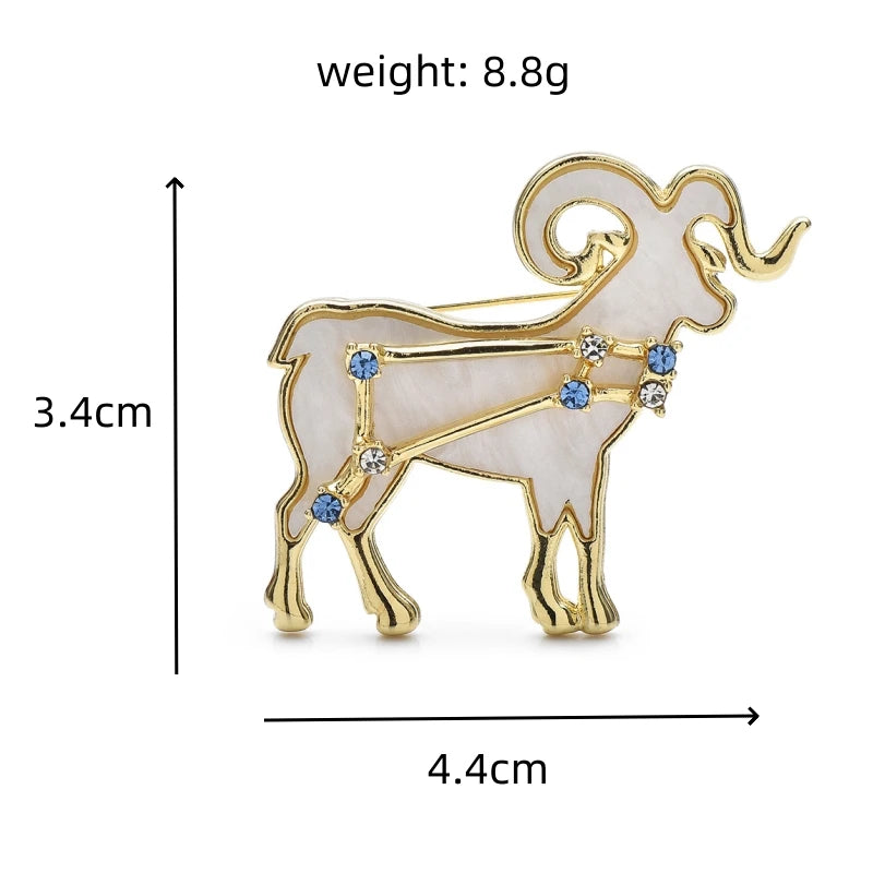 PENDRA Zodiac Star Rhinestone Goat Brooch
