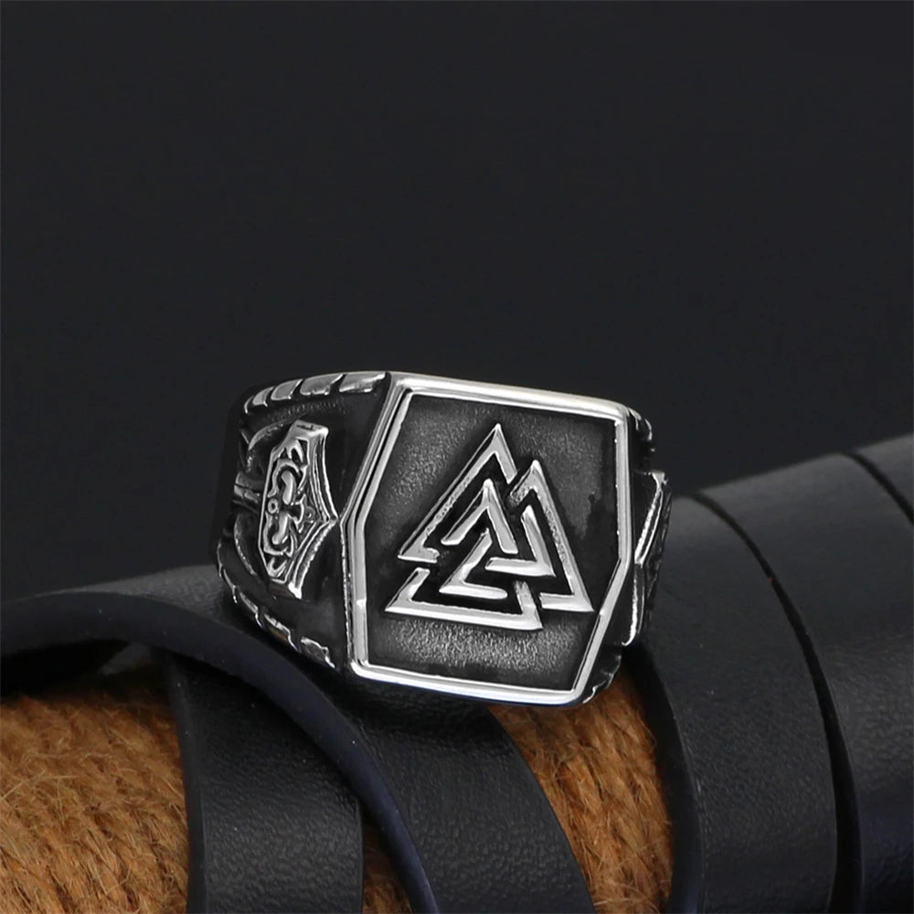 PENDRA Rune Vintage Steel Ring