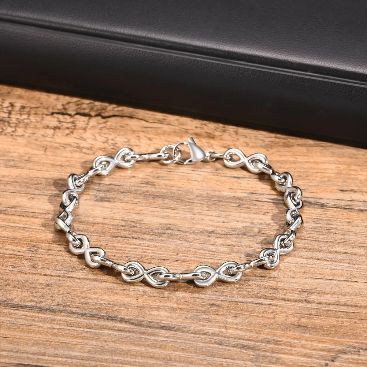 Stainless Steel Chain Bracelets for Men Boys,Infinite Link Chain Handmade Wristband,New Punk Jewelry