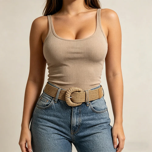 New Retro Women Summer Pin Buckle Belts Fashion Female Braided Wide Belts Designer Woven Elastic PP Straw Grass Girls Waistband