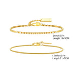 2pcs/set Simple Thin Chain Bracelets for Men,Square Box Chain Bracelet,Stainless Steel Jewelry Gift