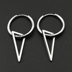 Stainless Steel Triangle Geometry Hoop Earrings For Men Women Gothic Pop Silver Color Hip hop Drop Earring Punk Party Jewelry