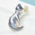 PENDRA Butterfly And Cat Brooch