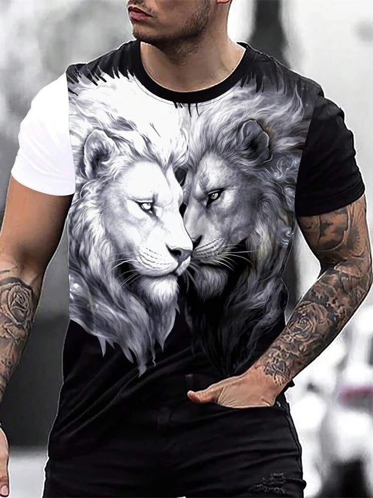 PENDRA Short-Sleeve Lion Print T-Shirt