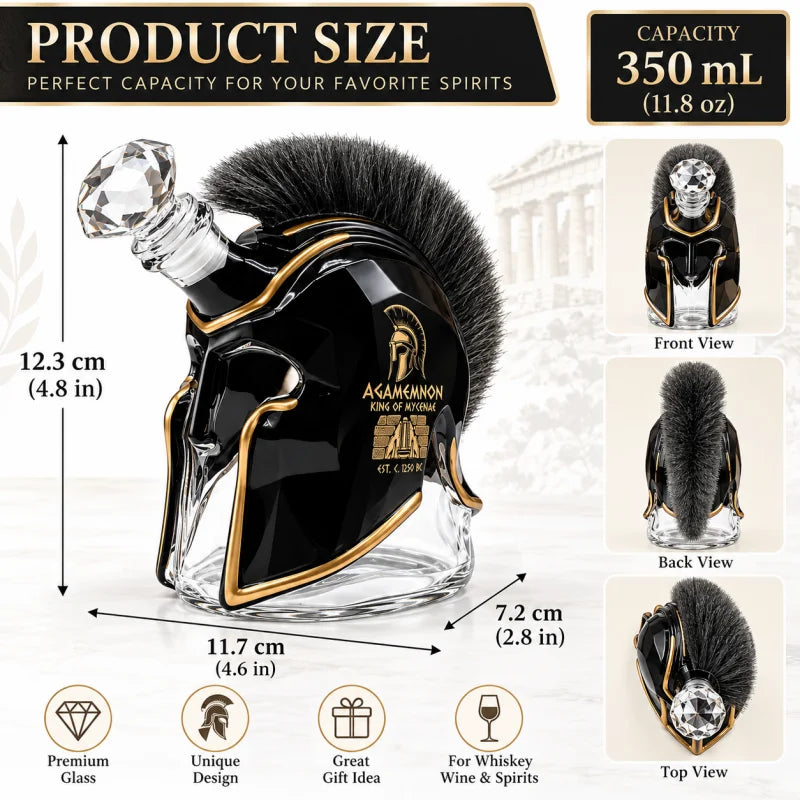 Ancient Greek Warrior Helmet Whiskey Decanter Crystal Liquor Bottle Home Bar Ornament Gift for Whiskey Lovers