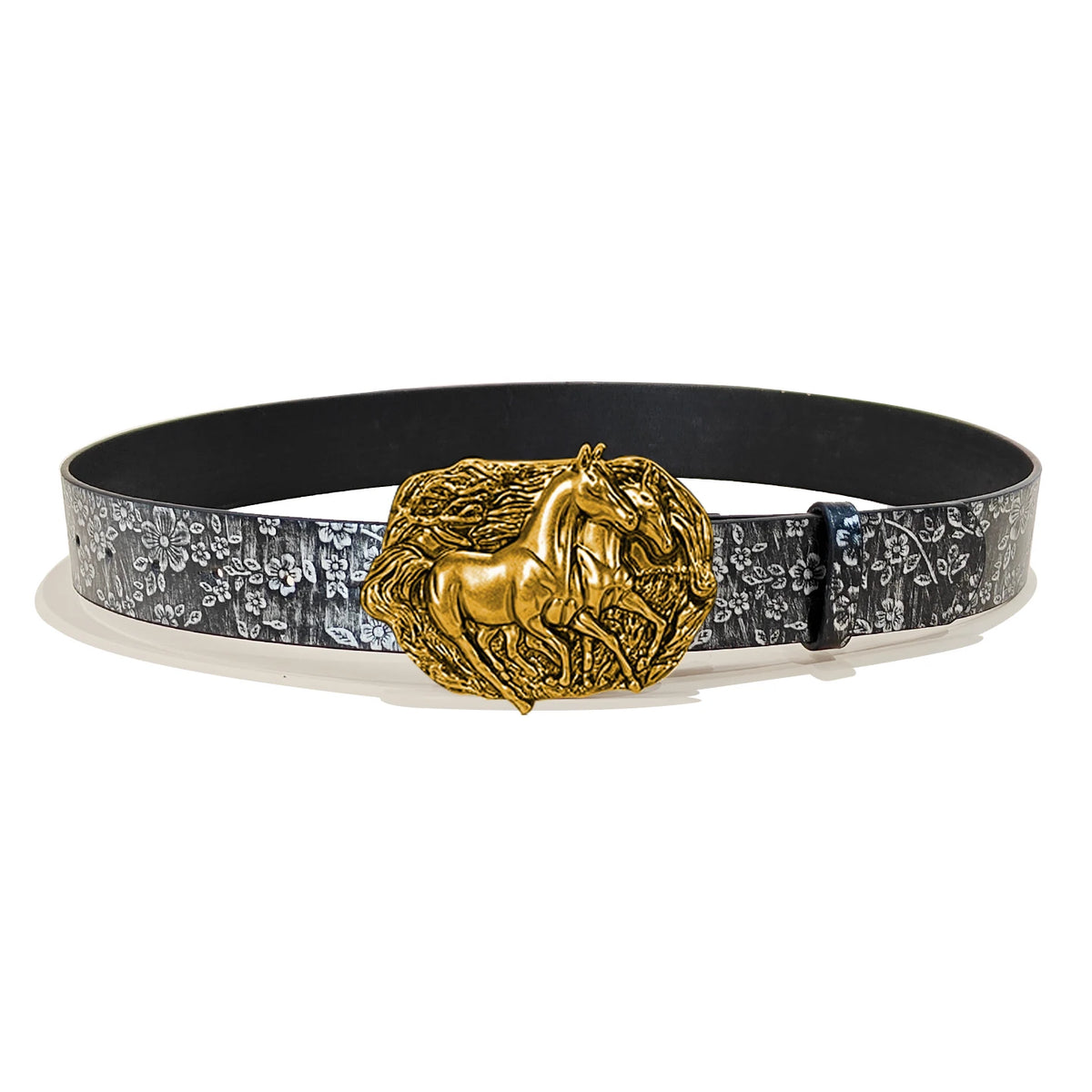 Retro Western Cowboy Style Casual Belt with Antiqued Alloy Horse Buckle, a Versatile Accessory for Daily Commute and Dating