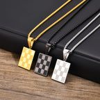 PENDRA Square Checkerboard Pendant Necklace