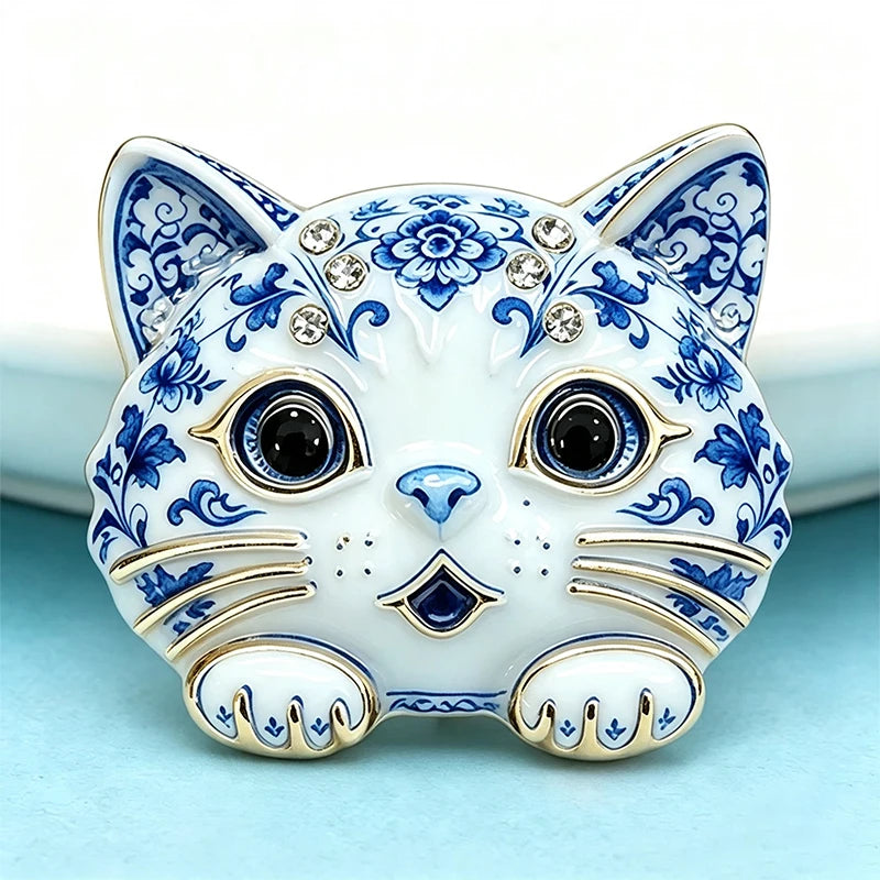 PENDRA Sweet Kitten Rhinestone Brooch