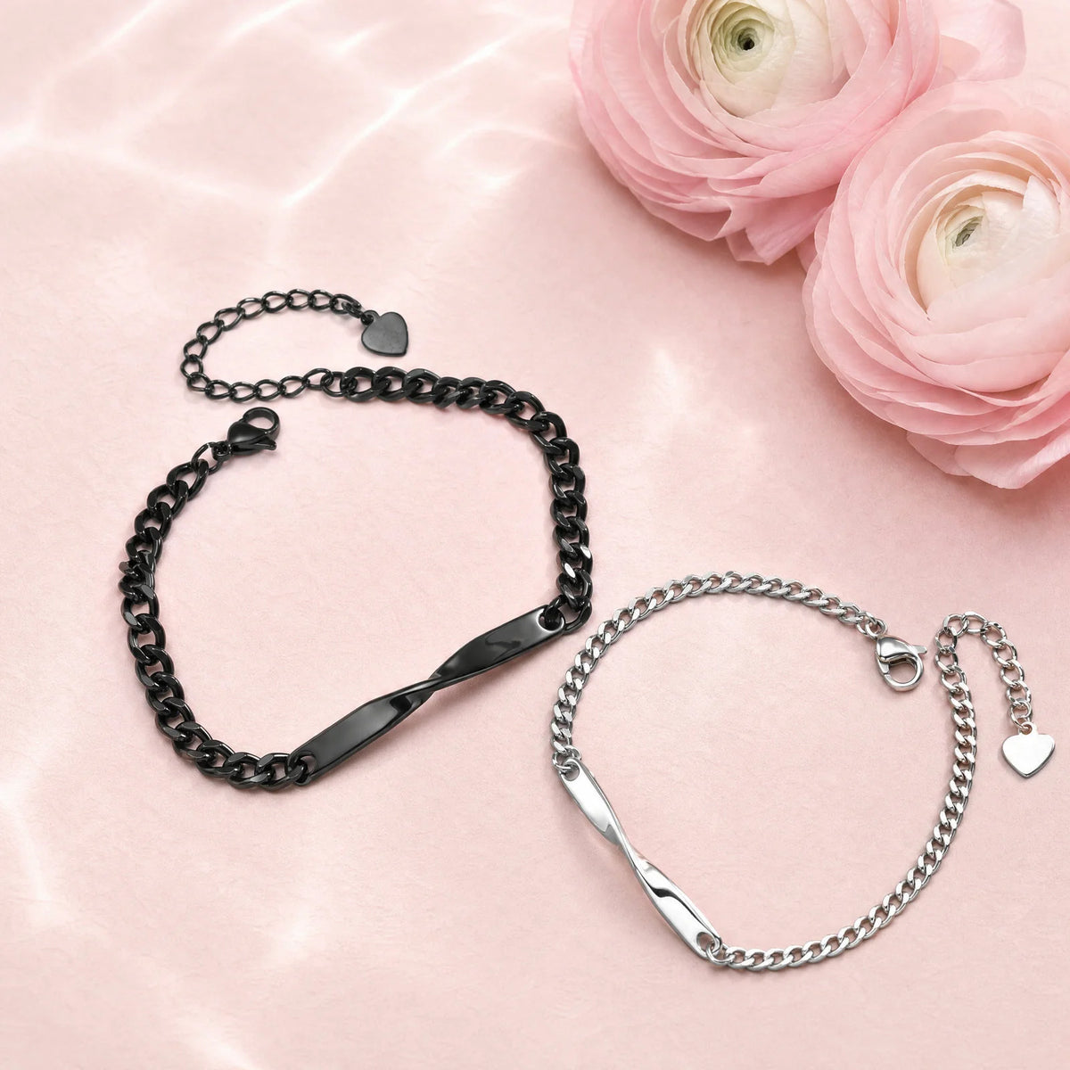 Simple Couple Bracelets for Women Men,Waterproof Stainless Steel Adjustable Mobius Bracelet,Anniversary Birthday Gift