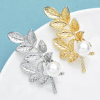PENDRA Wheatgold Pearl Wheat Leaf Brooch