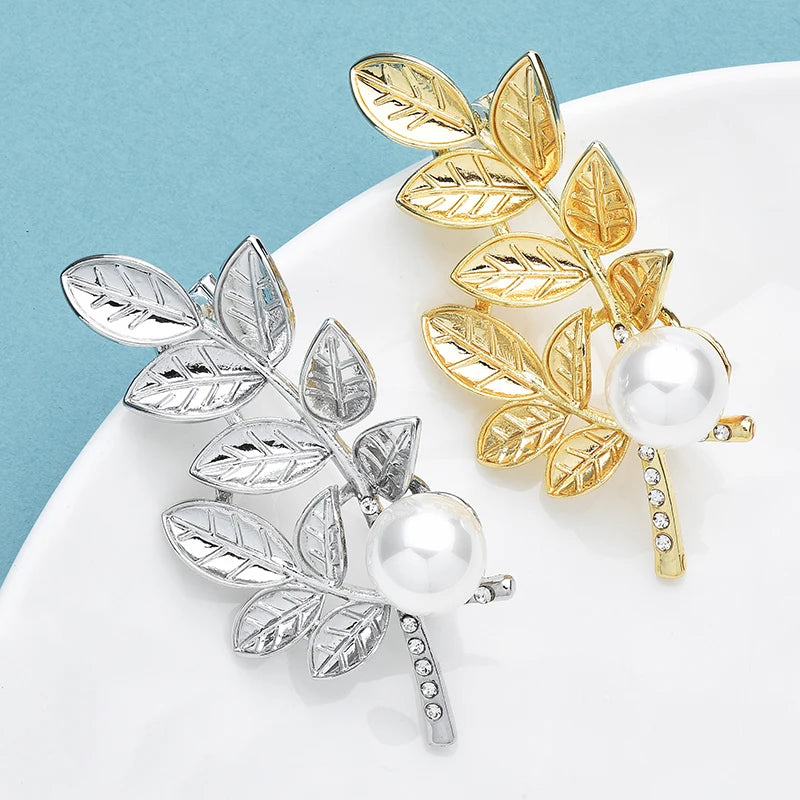 PENDRA Wheatgold Pearl Wheat Leaf Brooch