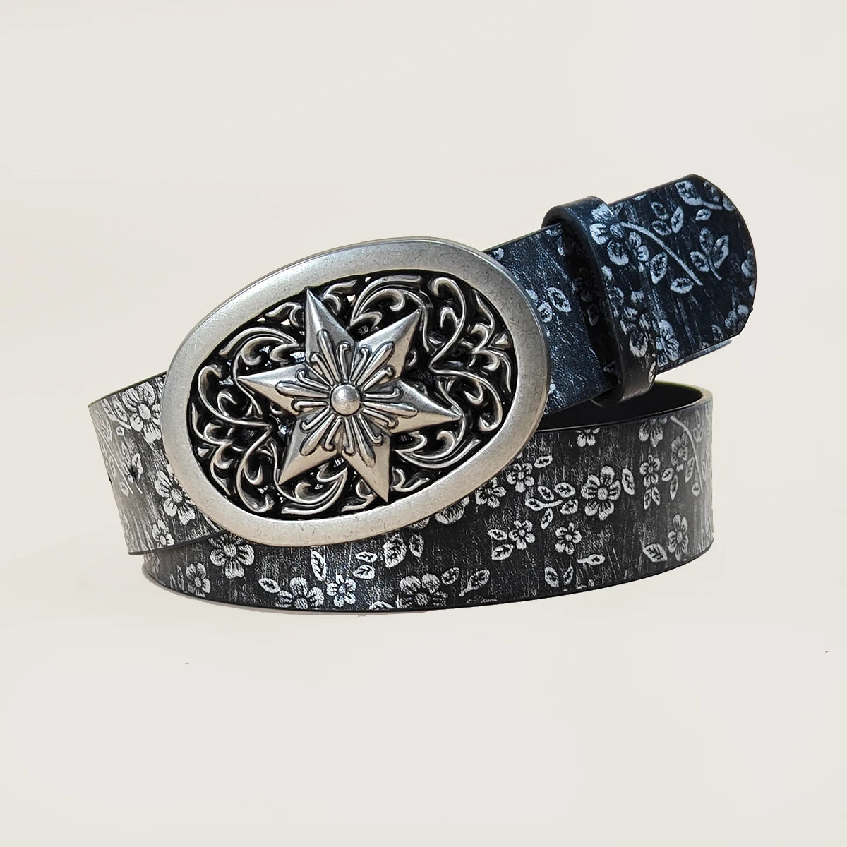 SnowFlower Buckle Pattern PU Leather Belt Fashion Casual Jeans Belt Western Cowboy Belt For Men Women High Quality Male Strap