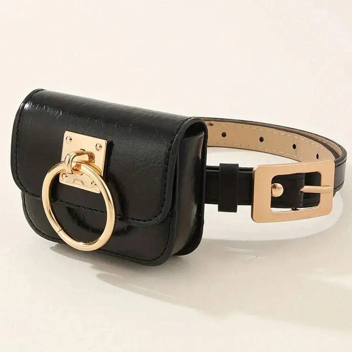 PU Leather Women Vintage Belt Bag New Black Travel Waist Purse Metal Buckle Belts Punk ACCEssories Y2K Style Gothic Fanny Packs