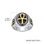 Punk Ankh Cross Rings for Men,Vintage Stainless Steel Signet Ring Statement Ring,Religious Amulet Jewelry Gift