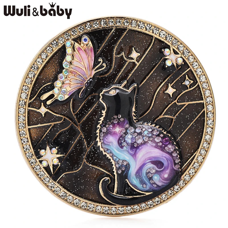 PENDRA Fluttering Cat Butterfly Enamel Brooch