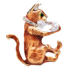 PENDRA Cleaning Paws Cat Brooch