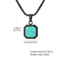 Natural Stone Square Pendant Necklace for Men Boys,Stainless Steel Turquoise Pendant,Jewelry Gift for Husband Dad Son BBF