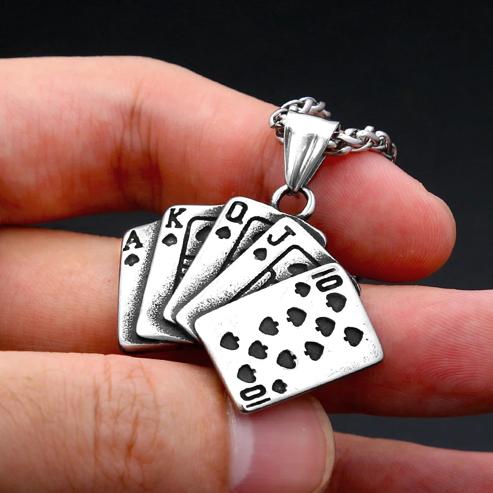 PENDRA Pokerflush Stainless Steel Poker Pendant Necklace
