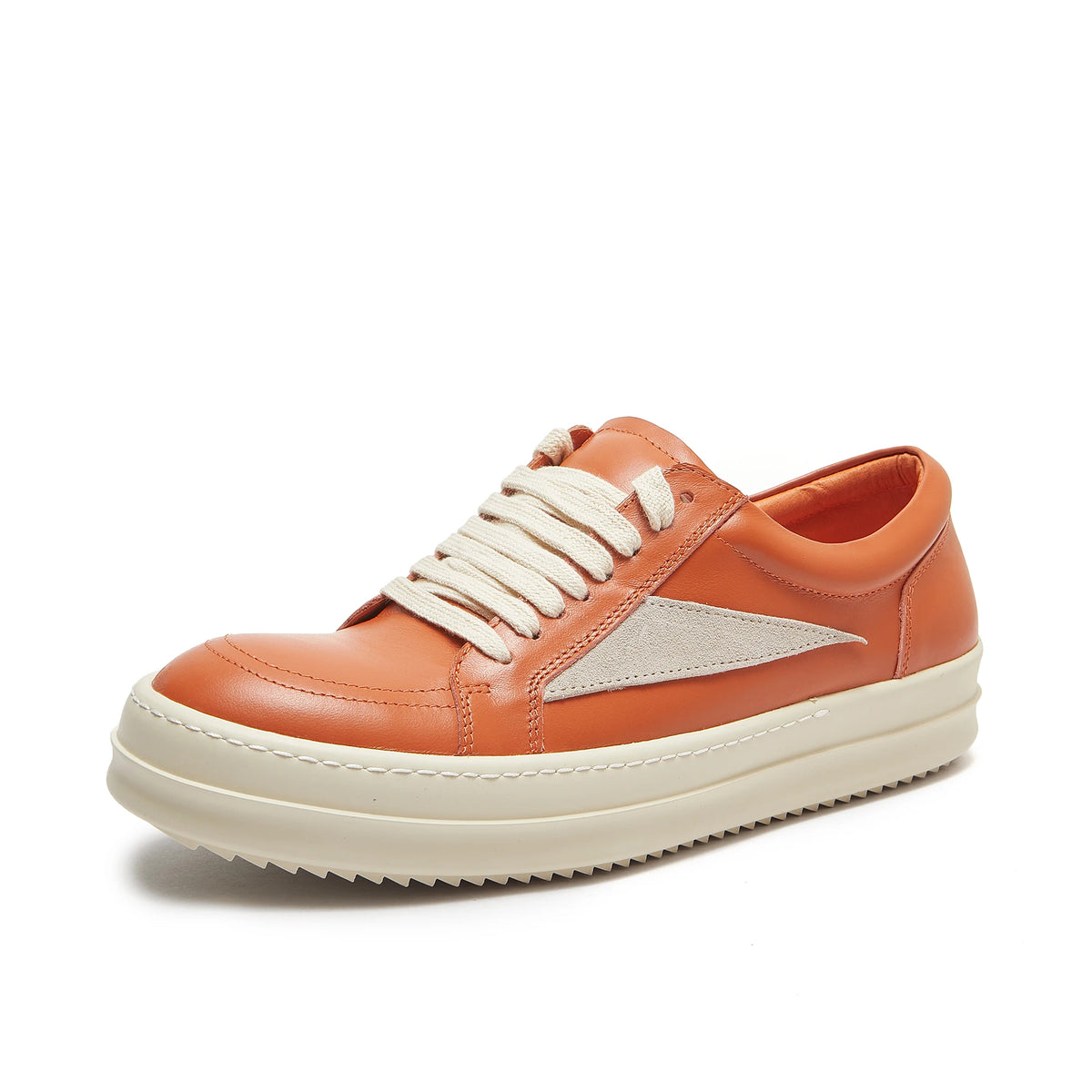 PENDRA Retro Flame Orange Low-Top Thick-Sole Lift Sneakers