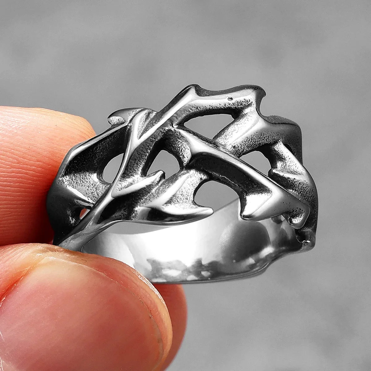 PENDRA Jesus Thorns Crown Steel Ring