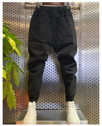 Men's Winter Pants Korean Streetwear Fleece Warm Designer Drawstring Brushed Cargo MEN FASHION Baggy Harem Jeans Pants Male