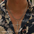 2pcs Catholic Crucifixion Necklace for Men,Stainless Steel Stacked Cross Chain Necklace,Birthday Party Punk Jewelry Gift