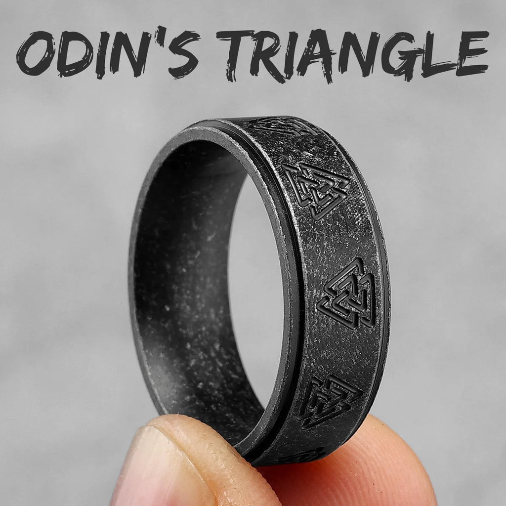 PENDRA Nordic Odin Triangle Steel Ring