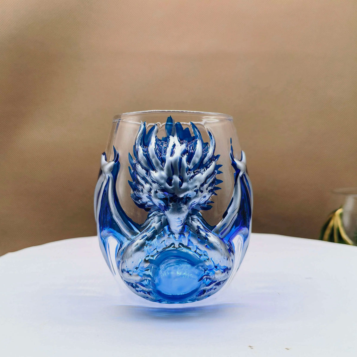 Mythical Green Dragon Whiskey Tumbler Cup Double‑Layer High Borosilicate Glass 3D Dragon Sculpture Drinking Glasses  Decoration