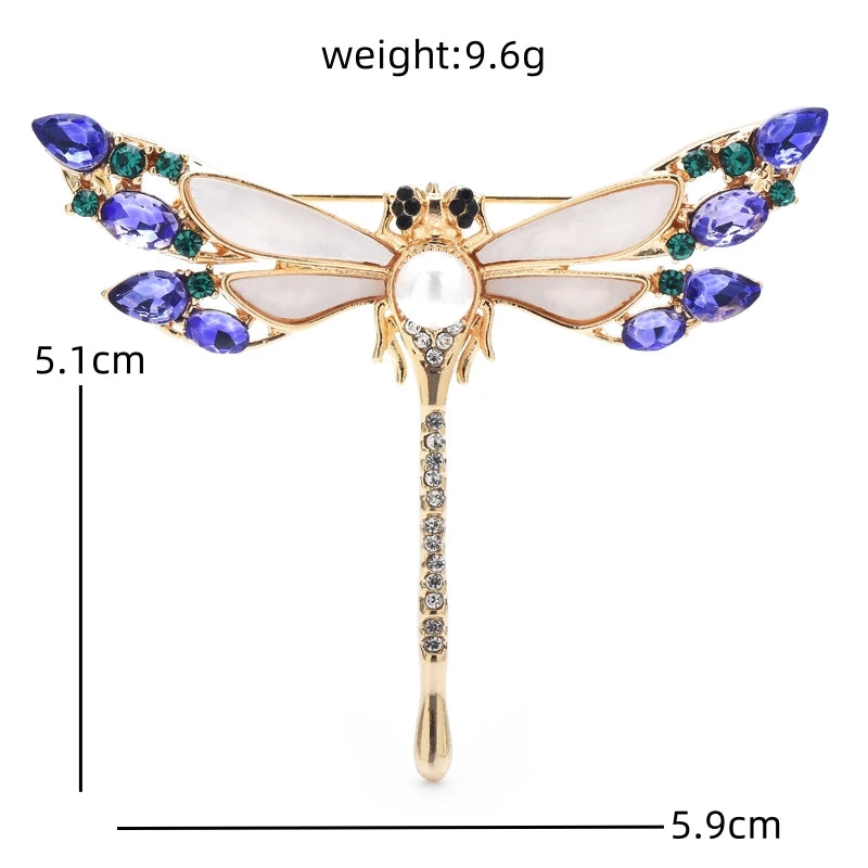 PENDRA Dragonfly Grace 2-Color Rhinestone Brooch