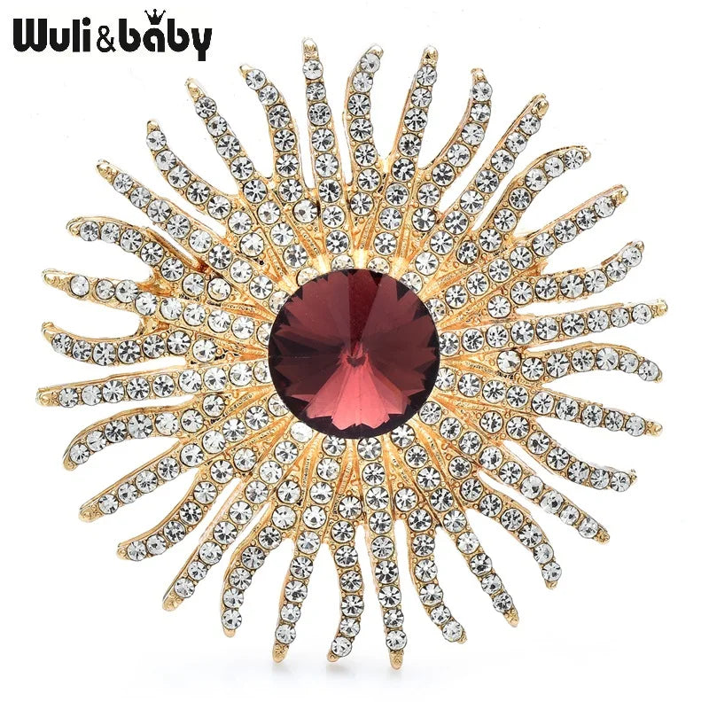 PENDRA Solara Crystal Sun Flower Brooch