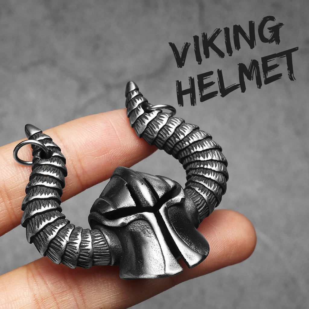 Retro Viking Devil Helmet Men Necklaces Stainless Steel Pendant Chain Women Punk Fashion Jewelry Accessories Gifts Wholesale