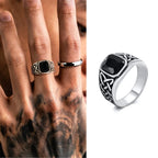PENDRA Ethnic Knot Rune Black Ring