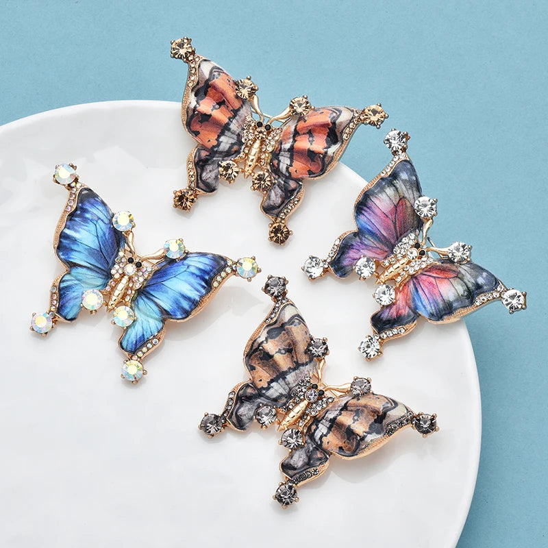 Wuli&baby Vintage Beautiful Butterfly Brooches 4-color Enamel Insects Brooch For Women's Clothes Backpack Pins Gifts