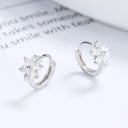 925 Sterling Silver Vintage Earrings For Women Trendy Simple Flower CZ Earring Jewelry Prevent Allergy Party Accessories Gift