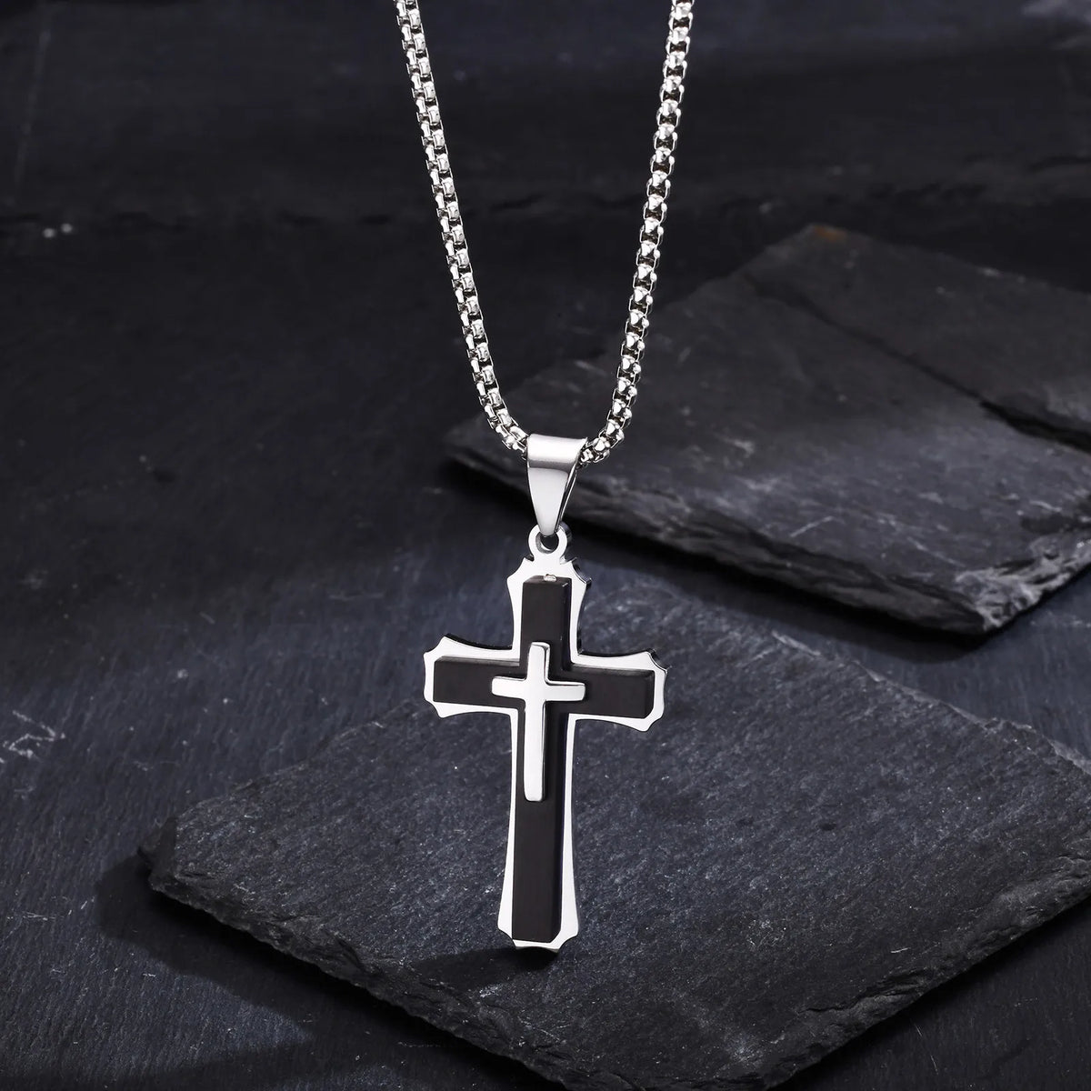 PENDRA Cross Black Gold Pendant Necklace