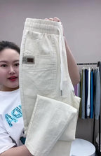 Women's Harem pants Summer Vintage Thin High Waist Straight Casual Pants Women Fashion Loose Cotton linen pants Trousers Female