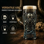 Cthulhu Deep Sea Monster Glass Mug, Gothic Fantasy Whiskey Cup, Barware for Beer Water Cocktail Collectible Decor Ornaments