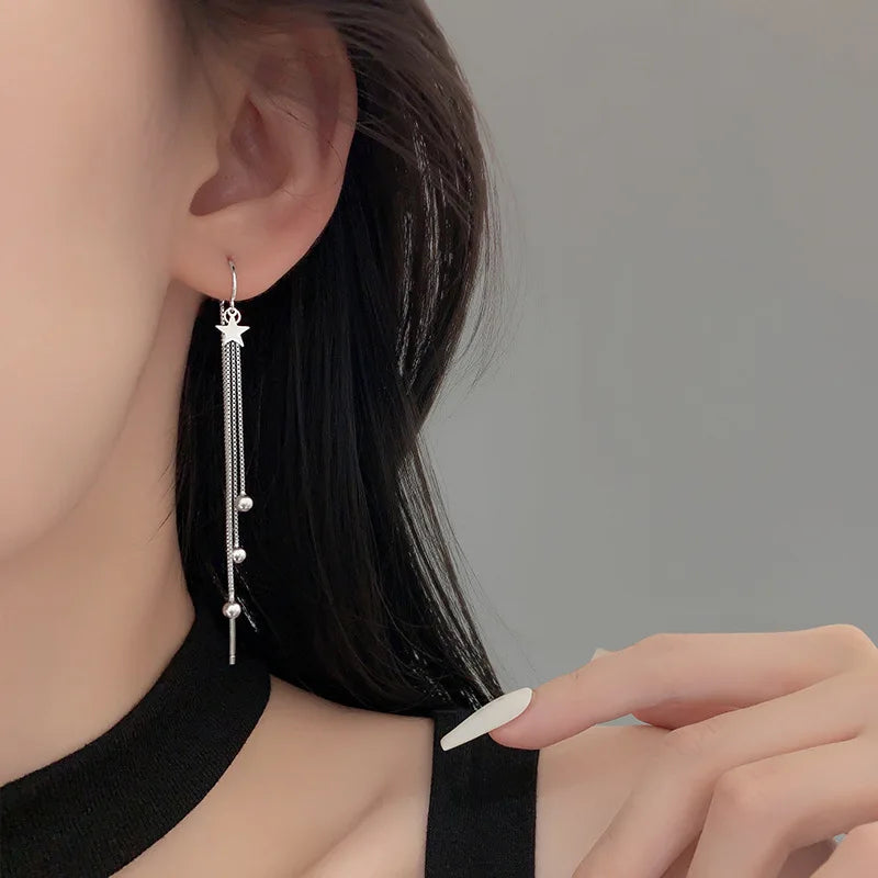 VENTFILLE 925 Stamp Asymmetrical Small Star Earrings for Women Personality Starlight Studs Earrings Korean Silver Color Jewelry