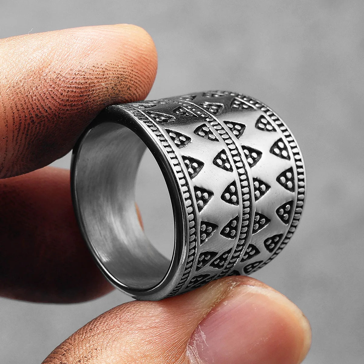 PENDRA Aesthetic Geometry Triangle Steel Ring