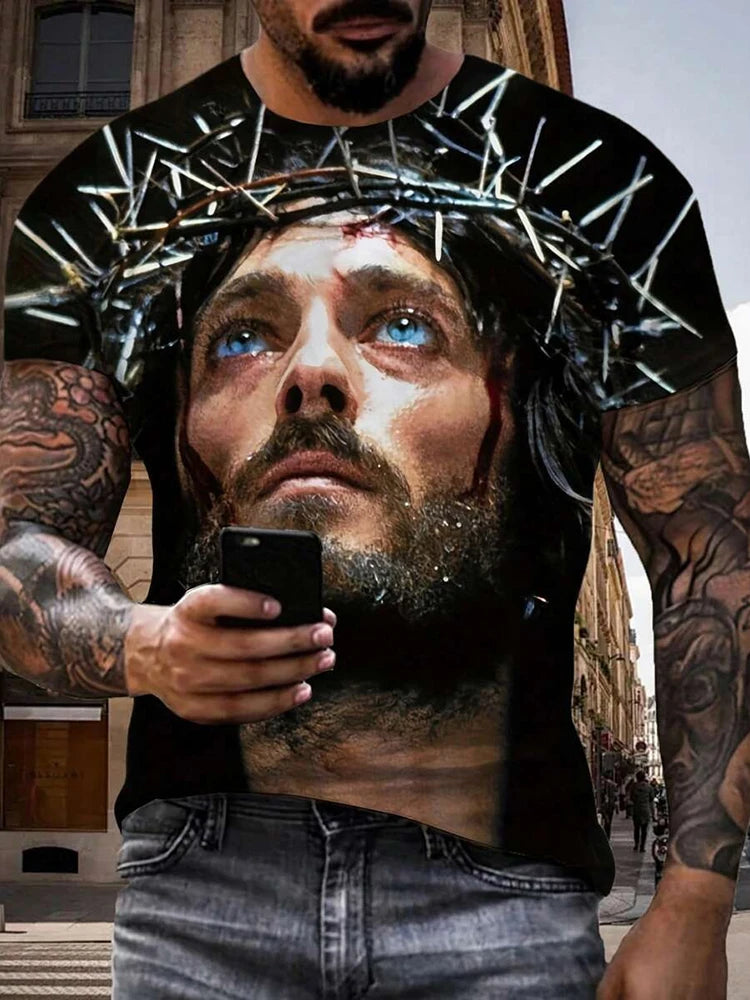 PENDRA Sports Jesus Print T-Shirt