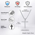 Hip Hop Men Zircon Cross Necklace,Punk Street Cross Metal Pendant Necklace,Charm Jewelry Gift for Him Dad
