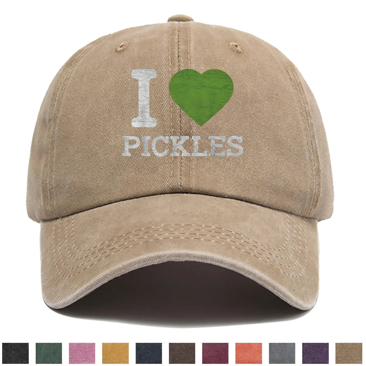 1pc 1pcs "I Love Pickles" Duckbill Cap with Pickle Print - Adjustable Snapback Baseball Hat, Lightweight Breathable Suitable