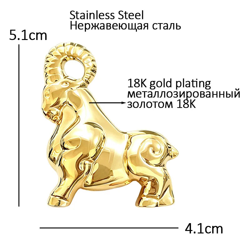 PENDRA Stainless Steel Goat Brooch