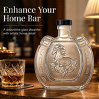 Clear Horseshoe Shaped Liquor Decanter 350ML Embossed Horse Glass Wine Bottle Whisky Container Home Bar Decoration